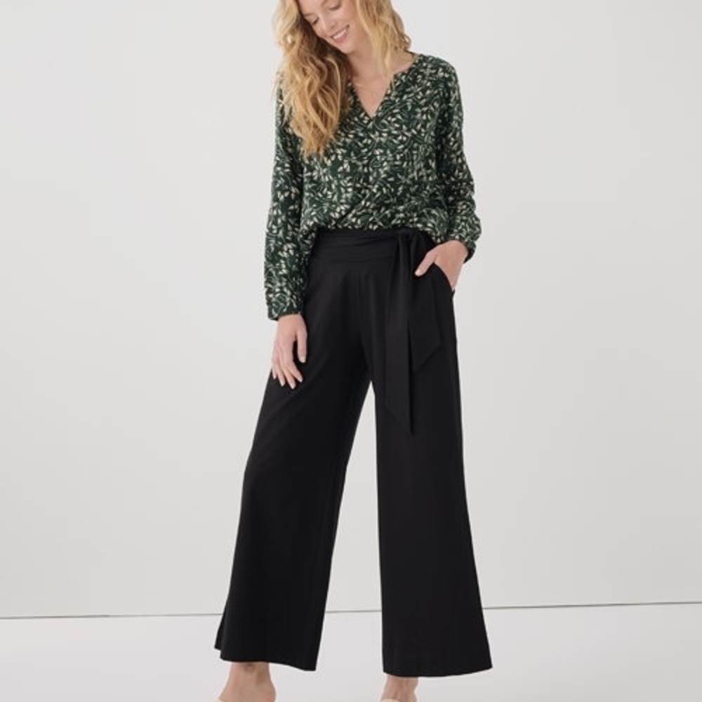 Pact Black Wide-Leg Pants